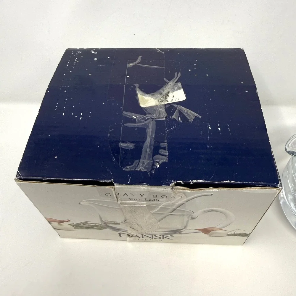 Dansk Kitchen Clear Glass Gravy‎ Boat Heavy Weighted Base Scandinavian Modern